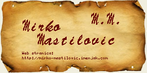 Mirko Mastilović vizit kartica